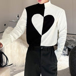 Black and White Patchwork Turtleneck T-Shirt