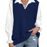 Zeagoo Sweater Vest Women Sleeveless V Neck Oversized Pullover