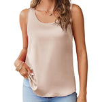 Zeagoo Silk Satin Tank Tops for Women Scoop Neck Sleeveless Tops