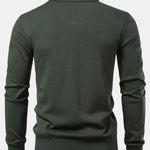 Long Sleeve V-Neck Knit Polo Shirt