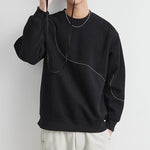 Line Embroidery Crew Neck Sweatshirt