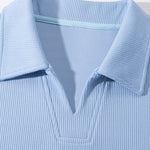 Relax Fit Wffle V Neck Polo Sweatshirt