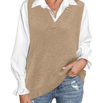 Zeagoo Sweater Vest Women Sleeveless V Neck Oversized Pullover
