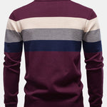 Contrast Stripe Quarter Zip Sweater