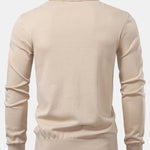 Long Sleeve V-Neck Knit Polo Shirt