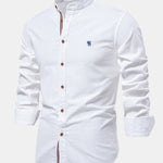 Long Sleeve Linen Look Stand Collar Shirt