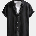 Crinkled Texture Print Button Up Shirt