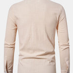 Long Sleeved Linen Look Stand Collar Shirt