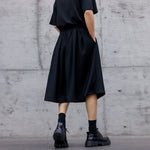 Summer Dark Drawstring Pleated Shorts