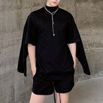 Multi-sleeve Sweatshirt and Shorts Two-piece Set