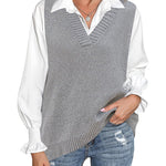 Zeagoo Sweater Vest Women Sleeveless V Neck Oversized Pullover