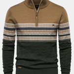 Contrast Geometric Jacquard Quarter-Zip Sweater
