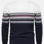 Contrast Geometric Jacquard Quarter-Zip Sweater