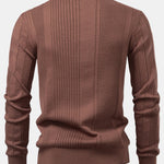Long Sleeved Knitted Stripe Jacquard Polo Shirt