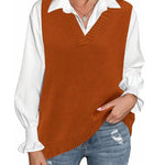 Zeagoo Sweater Vest Women Sleeveless V Neck Oversized Pullover
