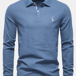 Long Sleeved Giraffe Embroidery Polo Shirt