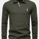 Long Sleeved Giraffe Embroidery Polo Shirt