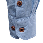 Long Sleeve Linen Look Stand Collar Shirt