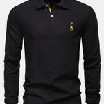 Long Sleeved Giraffe Embroidery Polo Shirt