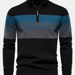 Contrast Stripe Quarter Zip Sweater