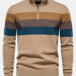 Contrast Stripe Quarter Zip Sweater