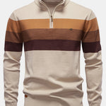Contrast Stripe Quarter Zip Sweater