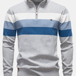 Contrast Stripe Quarter Zip Sweater