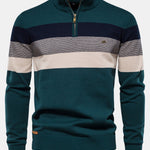 Contrast Stripe Quarter Zip Sweater