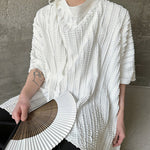 Irregular Pleated Pace-up Half-sleeve Silhouette Cape