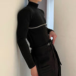 Zip Long Sleeve Turtleneck T-Shirt
