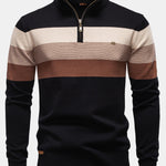 Contrast Stripe Quarter Zip Sweater
