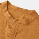 Long Sleeved Linen Look Stand Collar Shirt