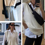 Zeagoo Sweater Vest Women Sleeveless V Neck Oversized Pullover