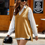 Zeagoo Sweater Vest Women Sleeveless V Neck Oversized Pullover