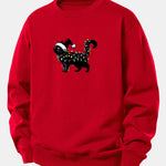 Christmas Colorful Light Black Cat Print Relax Fit Sweatshirt