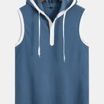 Contrast Waffle Half Open Hooded Vest