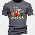 Regular Fit Beer Print Cotton T-Shirt