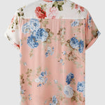 Men's Hawaiian Floral Patchwork Short Sleeve Shirt