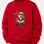 Christmas Lights Santa Claus Print Relax Fit Sweatshirt