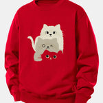 Three Cats Print Relax Fit Sweatshirt