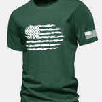 Regular Fit American Flag Print Cotton T-Shirt
