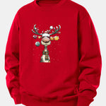 Christmas Light Reindeer Print Relax Fit Sweatshirt