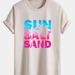 Regular Fit Colorful Sun Salt Sand Print Cotton T-Shirt
