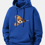 Zipper Bear Print Relax Fit Hoodie
