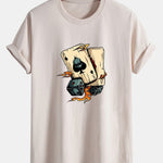 Regular Fit Dice Playing Cards Print Cotton T-Shirt