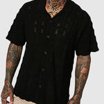 Men's Street Style Sexy Knit Short Sleeve crochet Shirt