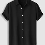 Men's irregular texture striped solid color casual short-sleeved shirt