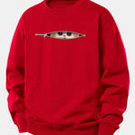 Zipper Cat Print Relax Fit Sweatshirt