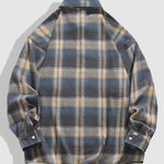 Men's Casual Wool Blend Plaid Button-Down Long Sleeve Shirt