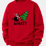 Christmas Naughty Cat Print Relax Fit Sweatshirt